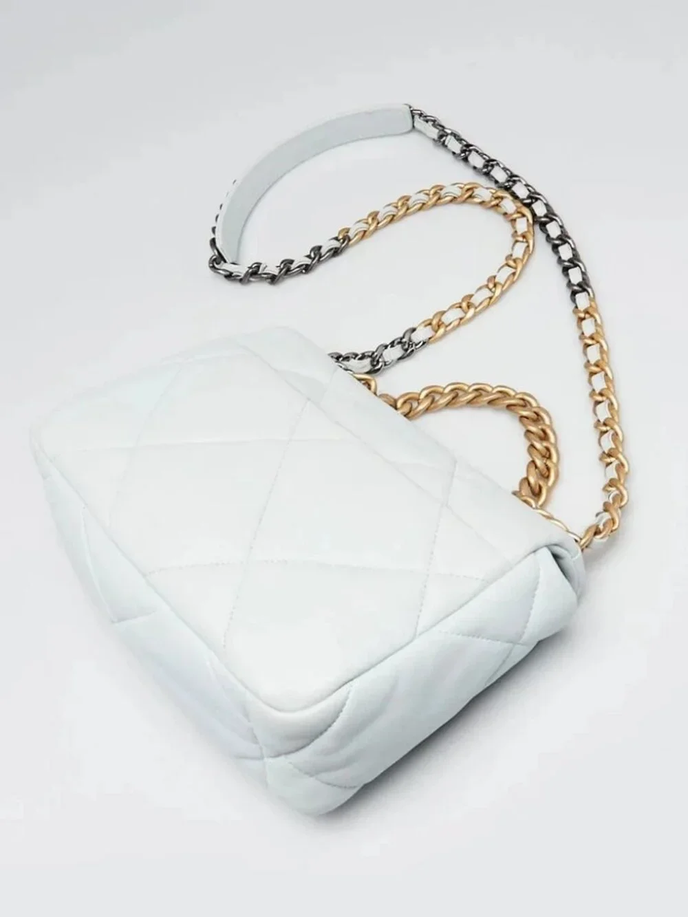 Chanel Light Blue Quilted Lambskin Leather Medium Chanel 19 Bag